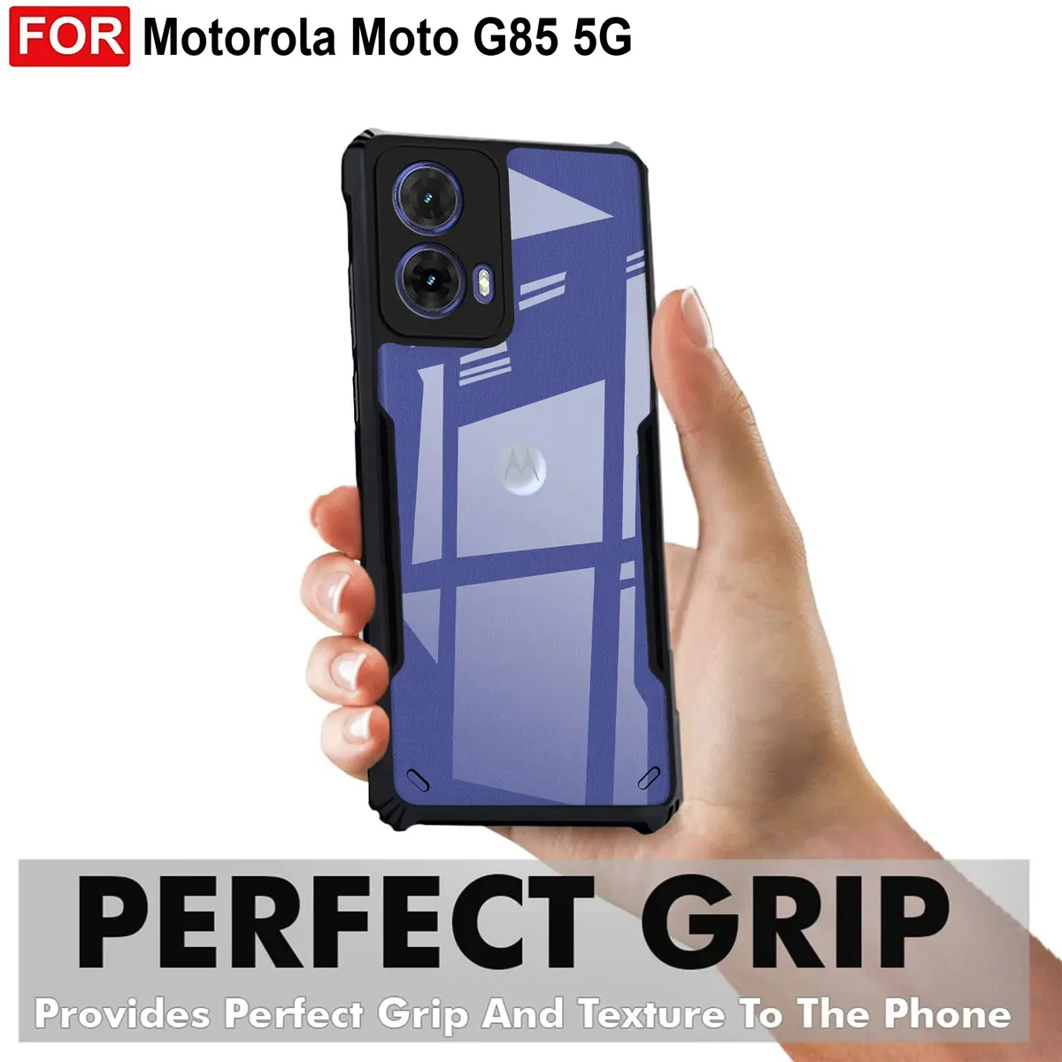 Micvir Back Cover for MOTOROLA G85 5G (Transparent, Black, Shock Proof, Polycarbonate, Pack of: 1) — image 2 of 4