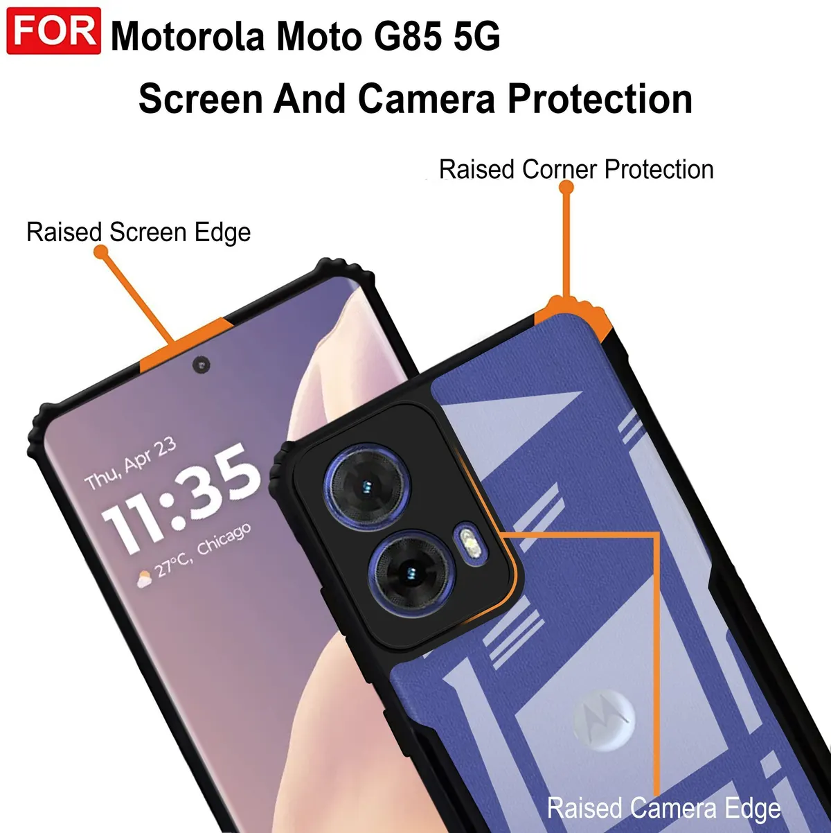 Micvir Back Cover for MOTOROLA G85 5G (Transparent, Black, Shock Proof, Polycarbonate, Pack of: 1) — image 3 of 4