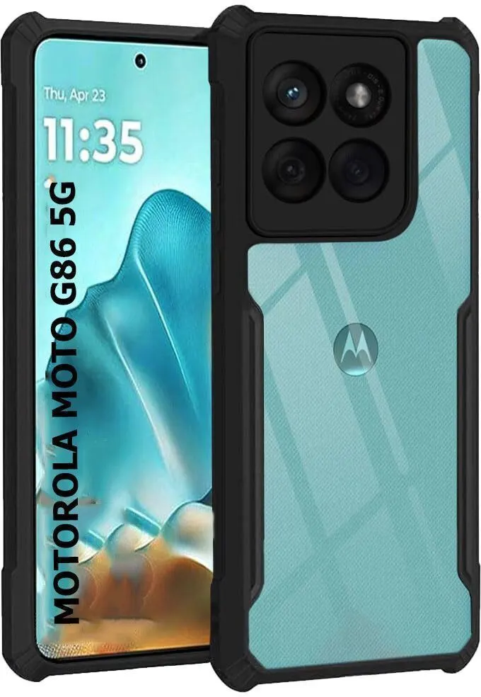 Micvir Back Cover for Motorola Moto G86 Power 5G (Transparent, Black, Shock Proof, Polycarbonate, Pack of: 1)