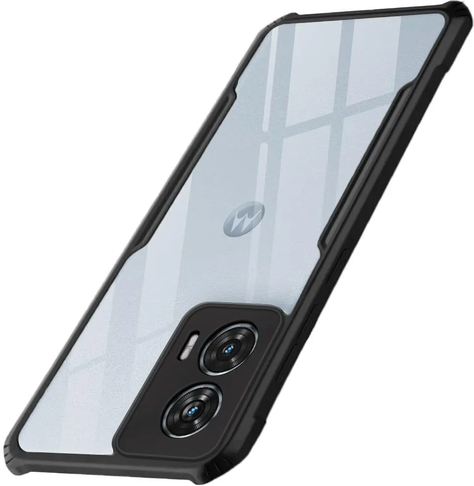 Micvir Back Cover for Motorola Moto G96 5G (Transparent, Black, Shock Proof, Polycarbonate, Pack of: 1)