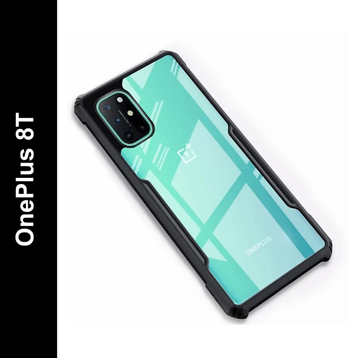 Micvir Back Cover for OnePlus 8T (Transparent, Black, Shock Proof, Polycarbonate, Pack of: 1)