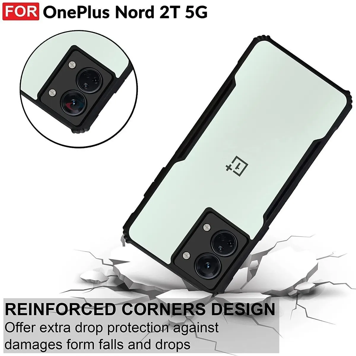 Micvir Back Cover for OnePlus Nord 2T 5G (Transparent, Black, Shock Proof, Polycarbonate, Pack of: 1) — image 3 of 5