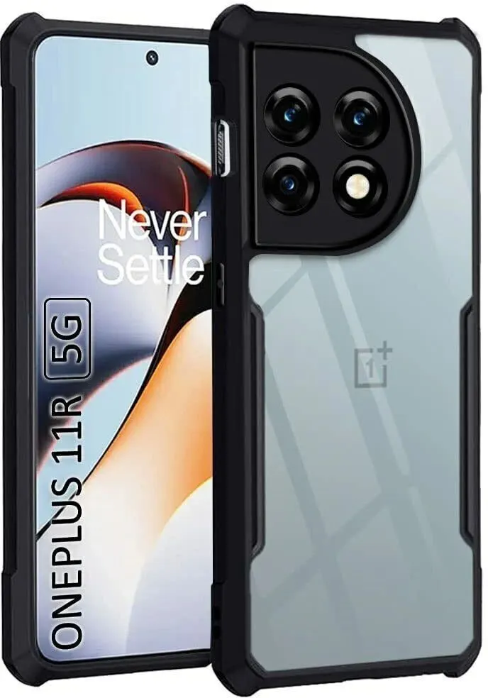 Micvir Back Cover for OnePlus 11R 5G (Transparent, Black, Shock Proof, Polycarbonate, Pack of: 1)