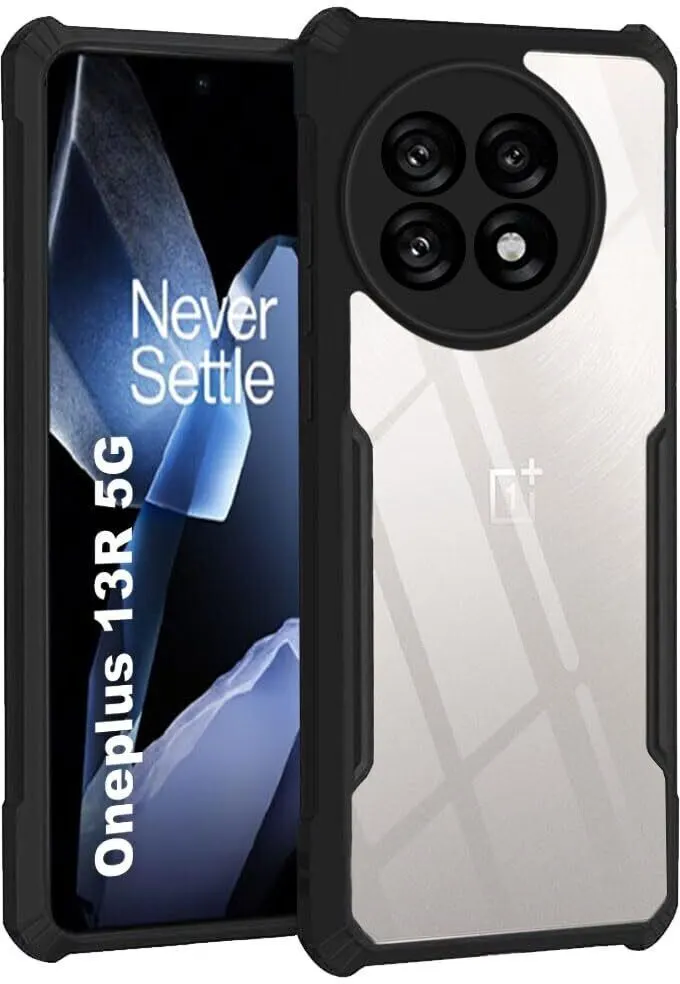 Micvir Back Cover for OnePlus 13R 5G (Transparent, Black, Shock Proof, Polycarbonate, Pack of: 1)