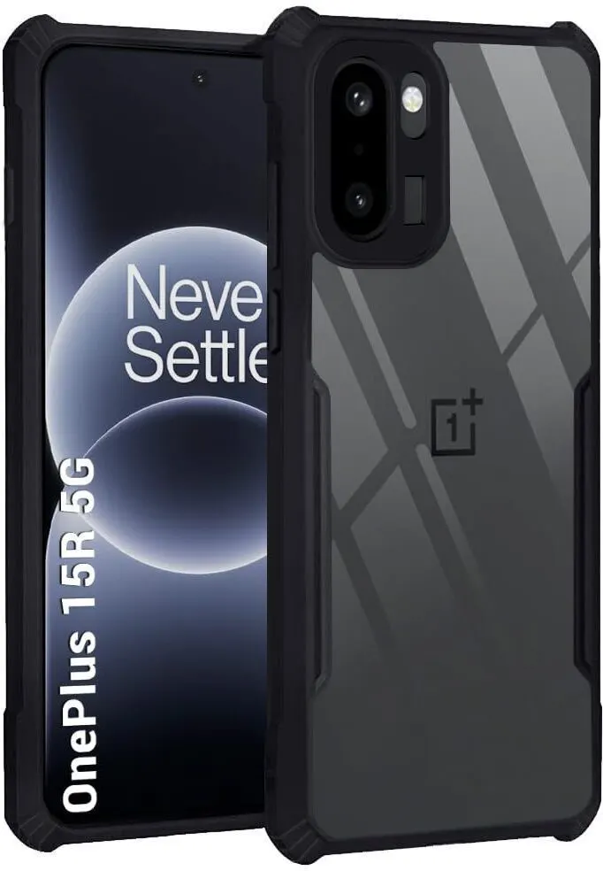 Xolia Back Cover for OnePlus 15r 5G (Transparent, Black, Shock Proof, Polycarbonate, Pack of: 1)