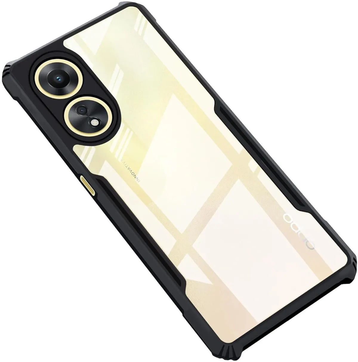 Micvir Back Cover for OPPO A38 5G (Transparent, Black, Shock Proof, Polycarbonate, Pack of: 1)