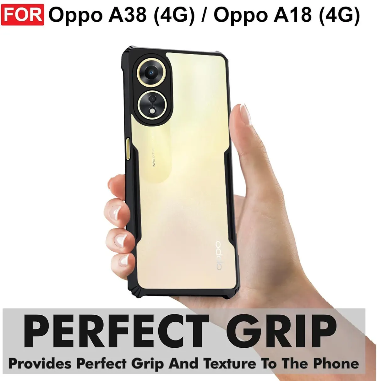 Micvir Back Cover for OPPO A38 5G (Transparent, Black, Shock Proof, Polycarbonate, Pack of: 1) — image 2 of 5
