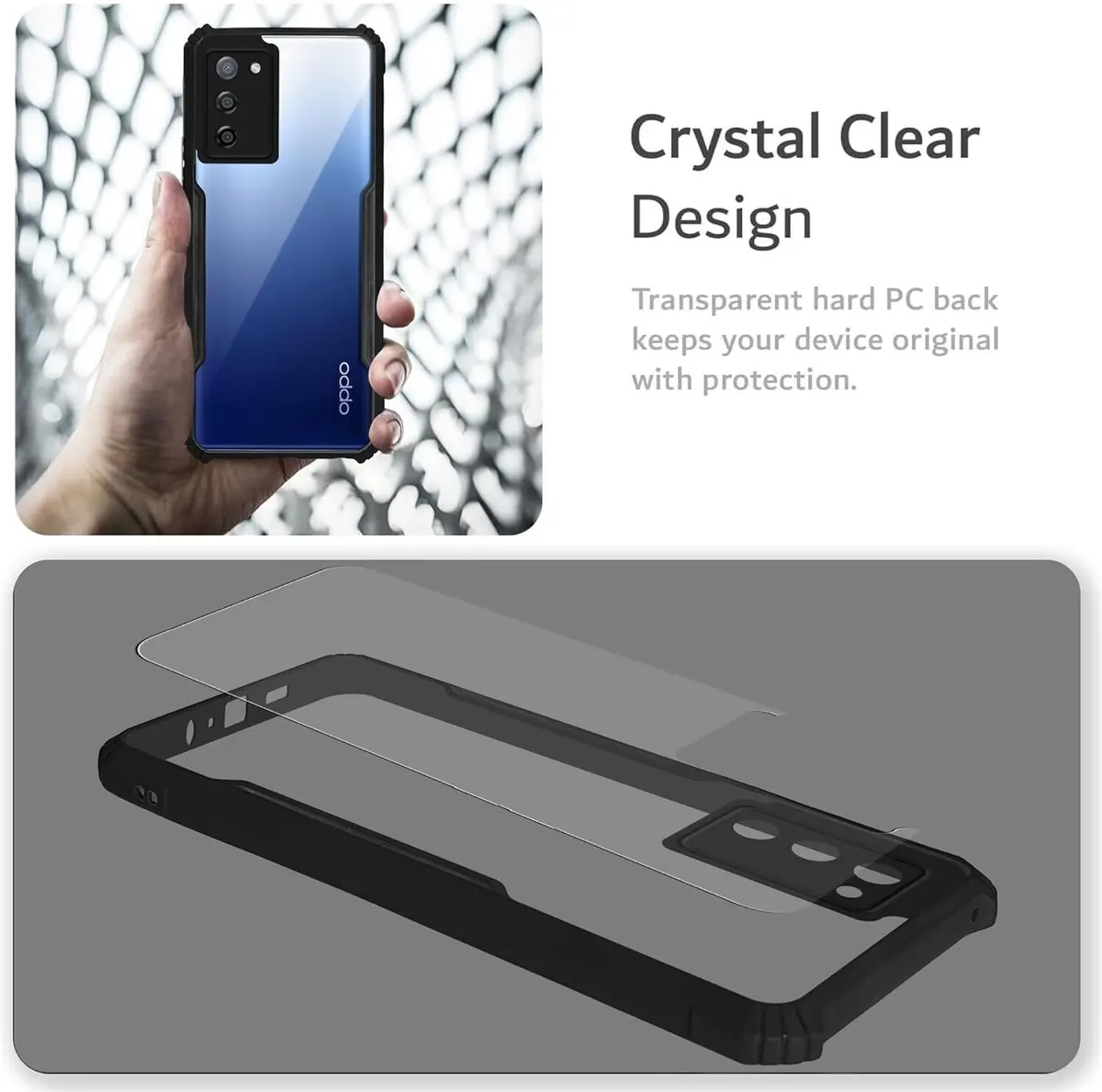 Micvir Back Cover for Oppo A55 5G (Transparent, Black, Shock Proof, Polycarbonate, Pack of: 1) — image 3 of 5