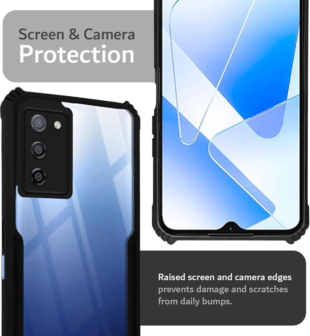 Micvir Back Cover for Oppo A55 5G (Transparent, Black, Shock Proof, Polycarbonate, Pack of: 1) — image 4 of 5