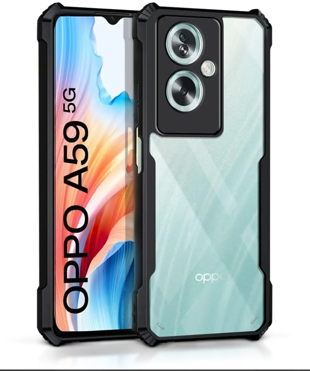 Micvir Back Cover for OPPO A59 5G (Transparent, Black, Shock Proof, Polycarbonate, Pack of: 1)