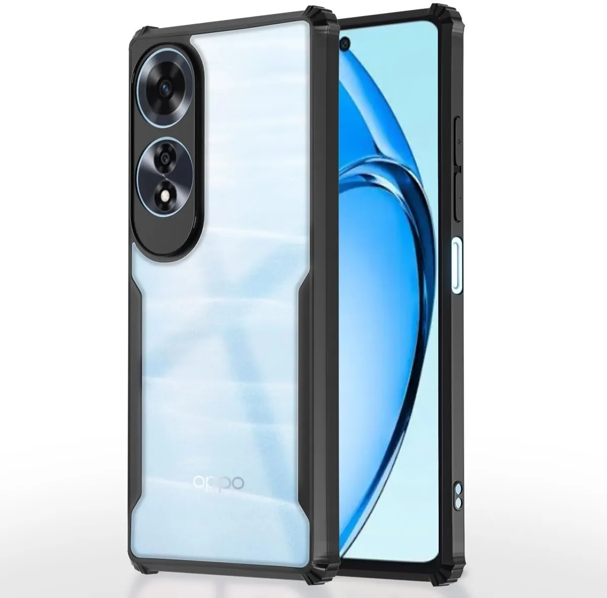 Micvir Back Cover for OPPO A60 (Transparent, Black, Shock Proof, Polycarbonate, Pack of: 1)