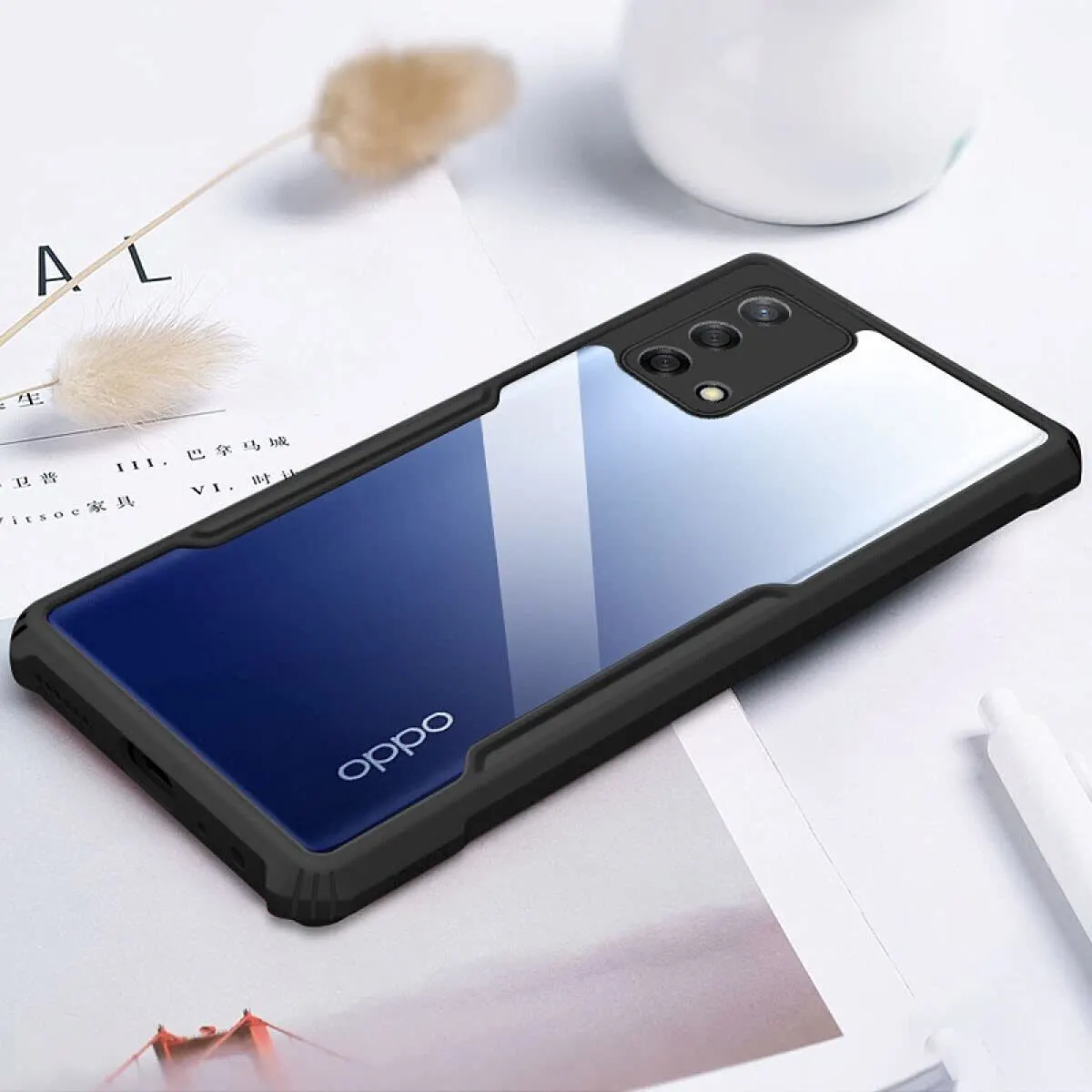 Micvir Back Cover for Oppo F19 (Transparent, Black, Shock Proof, Polycarbonate, Pack of: 1) — image 2 of 5