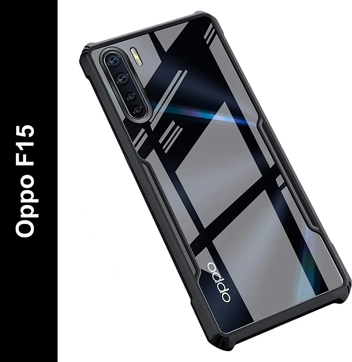 Micvir Back Cover for Oppo F15 (Black, Shock Proof, Polycarbonate, Pack of: 1)
