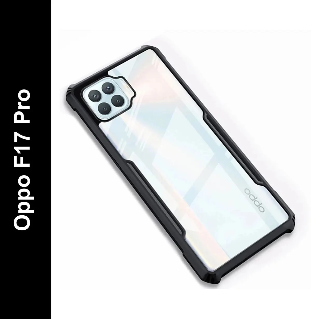 Micvir Back Cover for Oppo F17 Pro (Transparent, Black, Shock Proof, Polycarbonate, Pack of: 1)