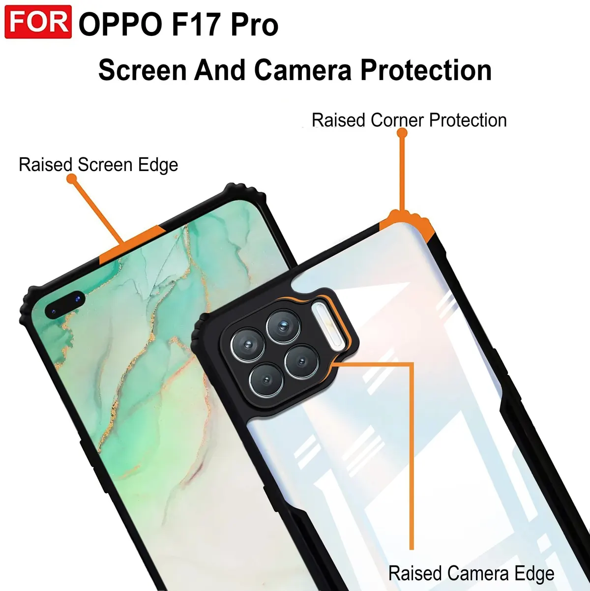 Micvir Back Cover for Oppo F17 Pro (Transparent, Black, Shock Proof, Polycarbonate, Pack of: 1) — image 3 of 5