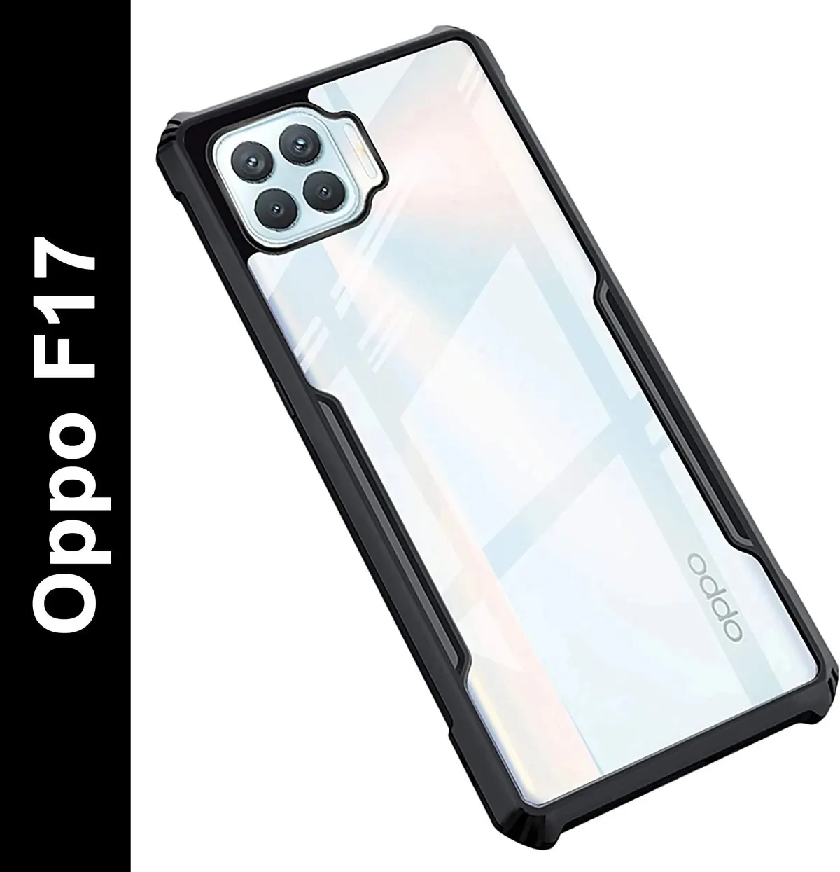 Micvir Back Cover for Oppo F17 (Transparent, Black, Shock Proof, Polycarbonate, Pack of: 1)