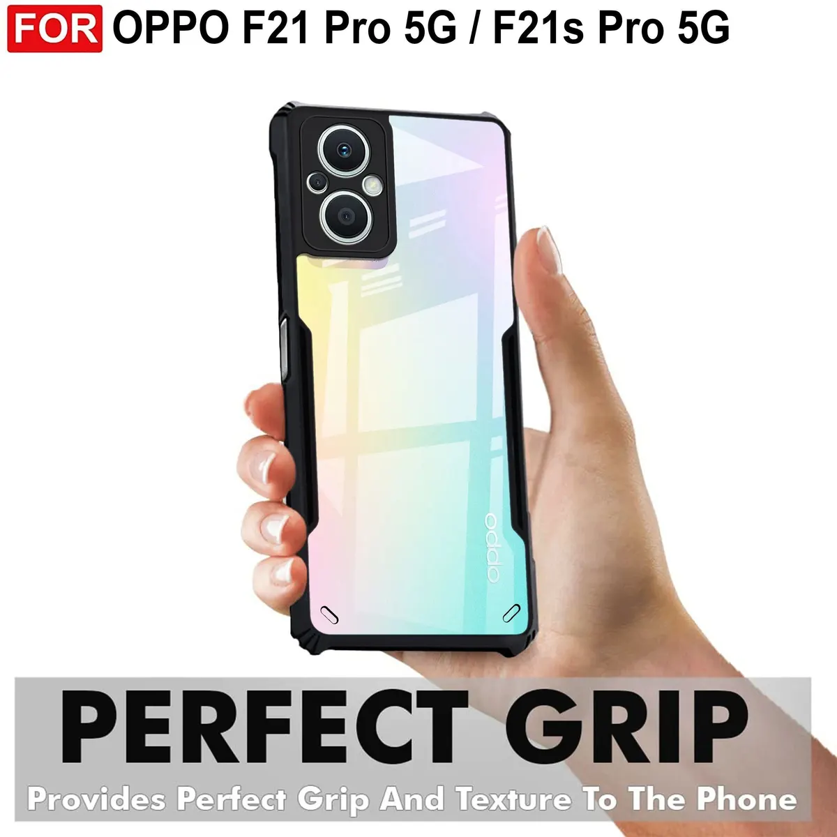 Micvir Back Cover for Oppo F21 Pro 5G (Transparent, Black, Shock Proof, Polycarbonate, Pack of: 1) — image 2 of 5