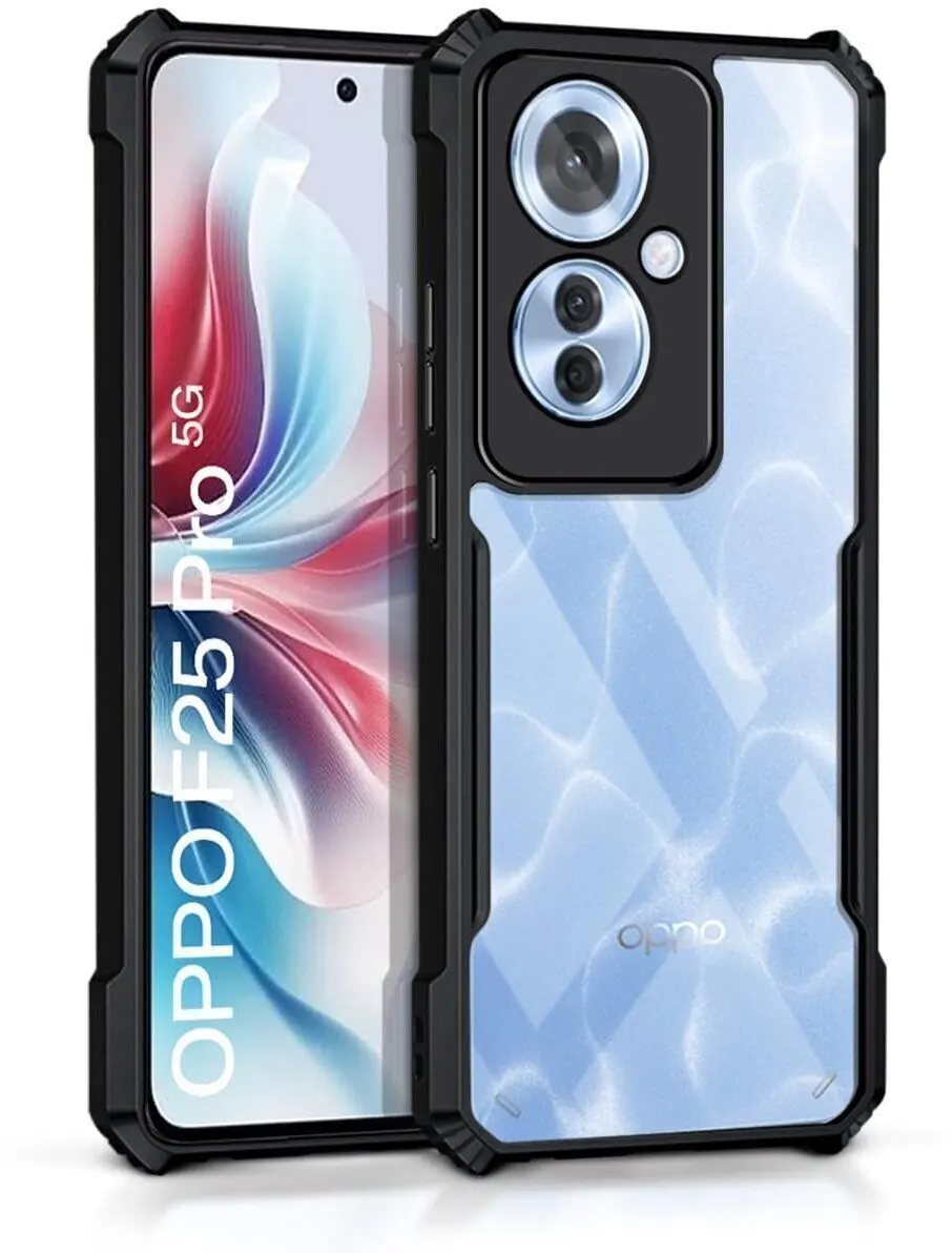 Micvir Back Cover for Oppo F25 Pro 5G (Transparent, Black, Shock Proof, Polycarbonate, Pack of: 1)