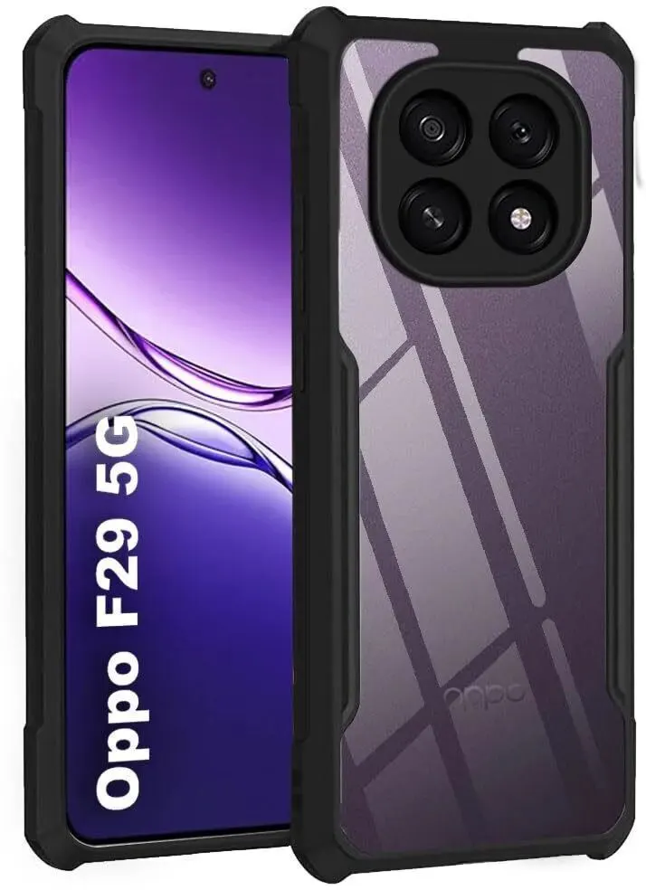 Micvir Back Cover for Oppo F29 5G (Transparent, Black, Shock Proof, Polycarbonate, Pack of: 1)