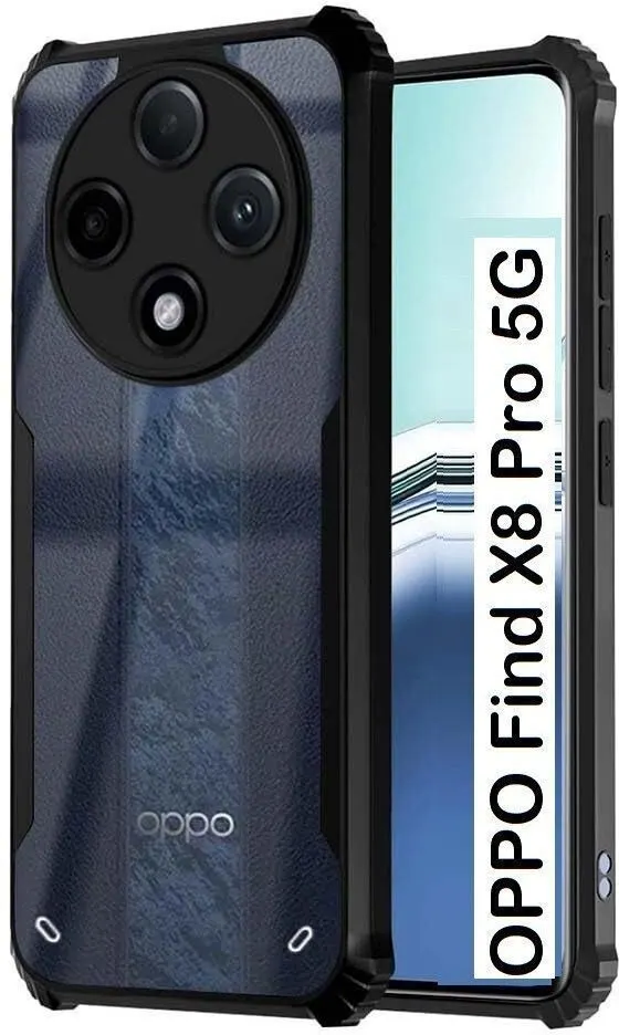 Micvir Back Cover for OPPO Find X8 Pro 5G (Transparent, Black, Shock Proof, Polycarbonate, Pack of: 1)