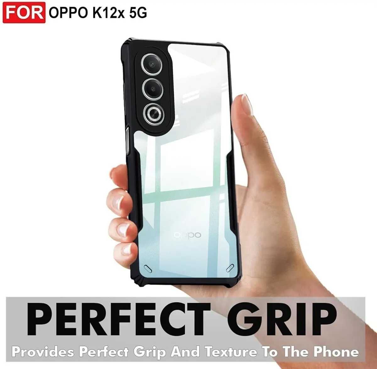 Micvir Back Cover for OPPO K12x 5G (Transparent, Black, Shock Proof, Polycarbonate, Pack of: 1) — image 2 of 5