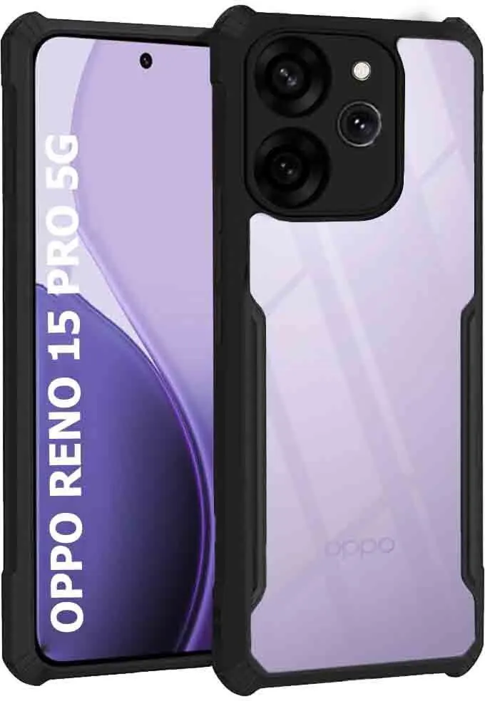 Xolia Back Cover for Oppo Reno 15 Pro 5G (Transparent, Black, Shock Proof, Polycarbonate, Pack of: 1)