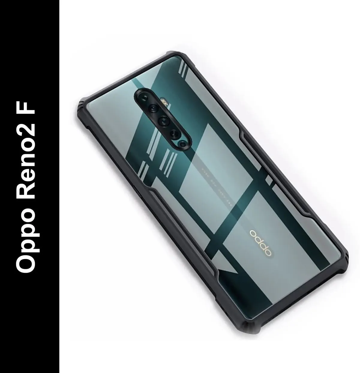 Micvir Back Cover for Oppo Reno2 F (Transparent, Black, Shock Proof, Polycarbonate, Pack of: 1)