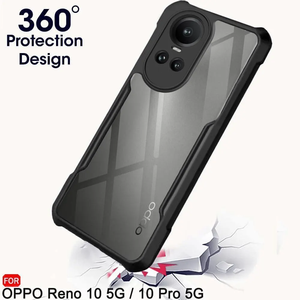 Micvir Back Cover for Oppo Reno 10 (Transparent, Black, Shock Proof, Polycarbonate, Pack of: 1) — image 2 of 5
