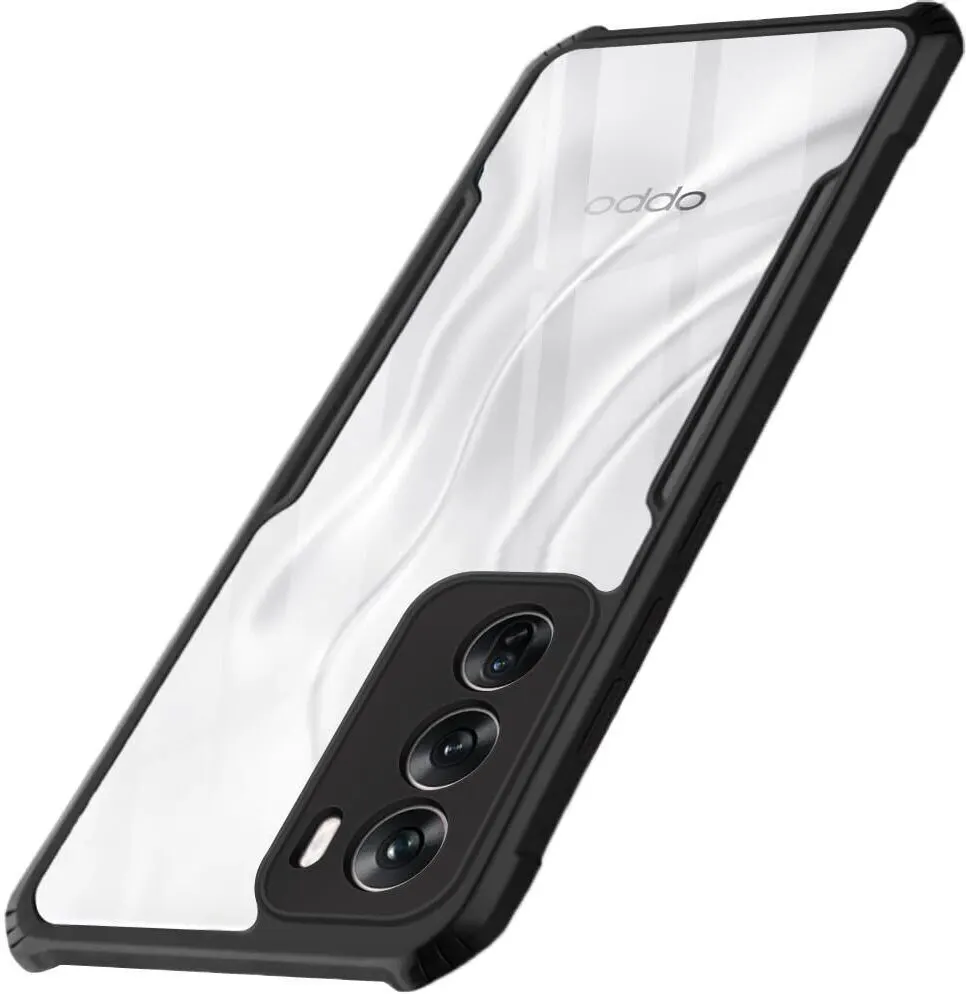 Micvir Back Cover for Oppo Reno 12 5G (Transparent, Black, Shock Proof, Polycarbonate, Pack of: 1)