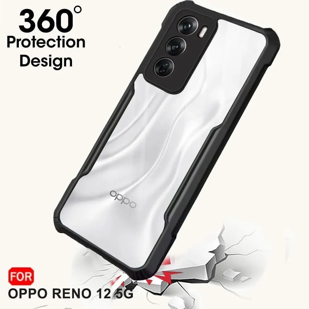Micvir Back Cover for Oppo Reno 12 5G (Transparent, Black, Shock Proof, Polycarbonate, Pack of: 1) — image 2 of 5