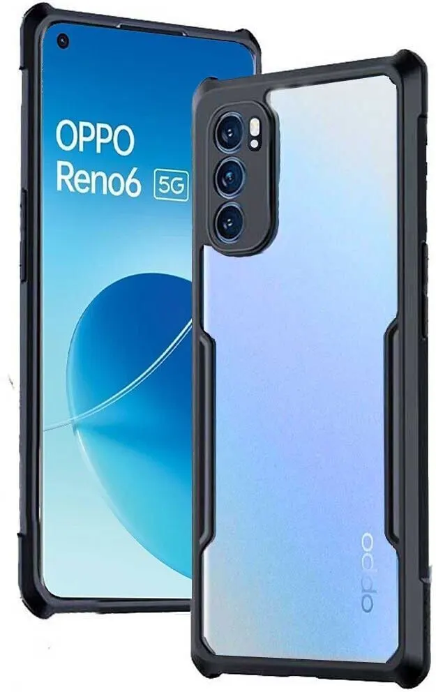 Micvir Back Cover for Oppo Reno6 5G (Transparent, Black, Shock Proof, Polycarbonate, Pack of: 1) — image 2 of 5
