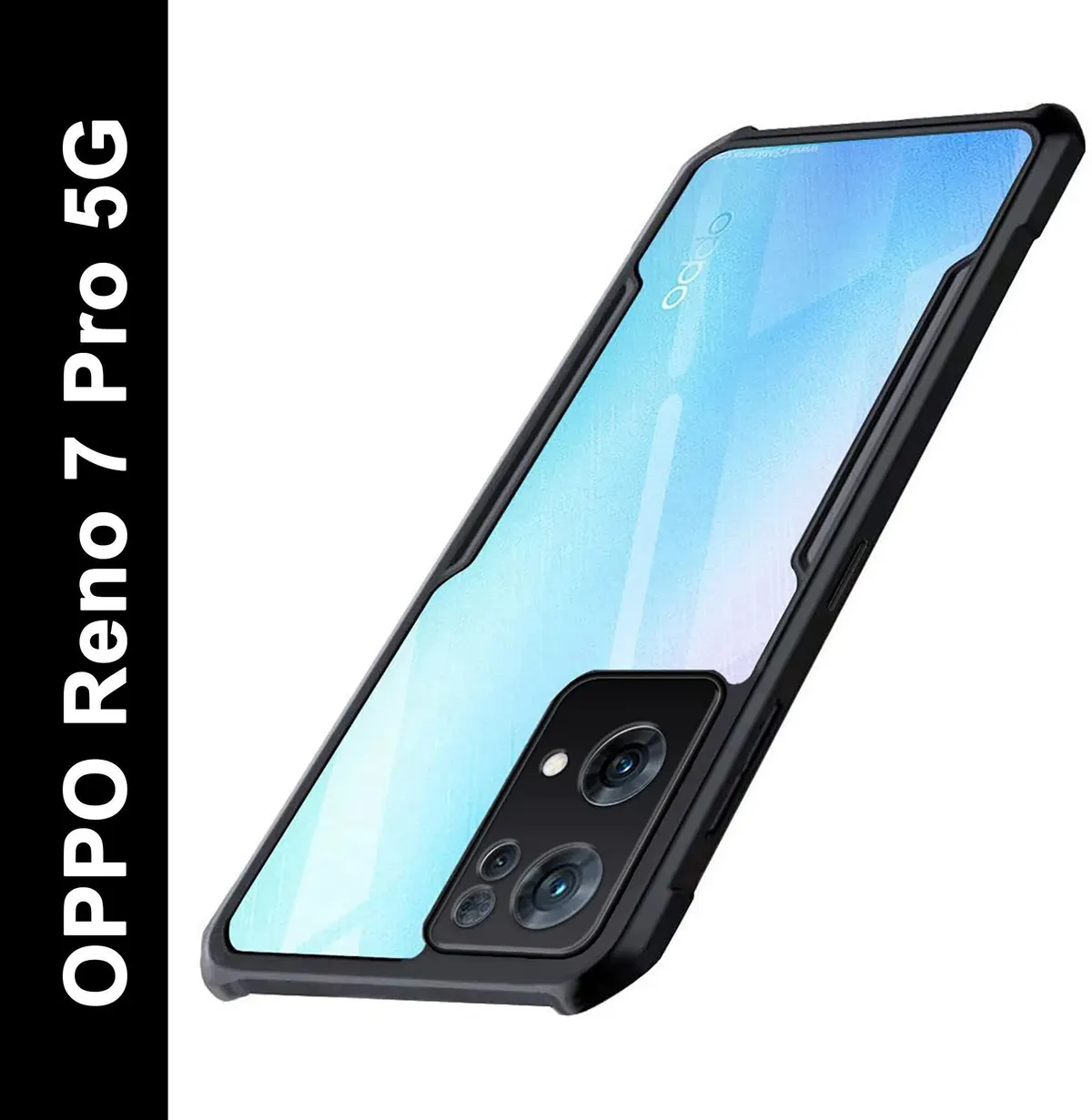 Micvir Back Cover for Oppo Reno 7 Pro 5G (Transparent, Black, Shock Proof, Polycarbonate, Pack of: 1)