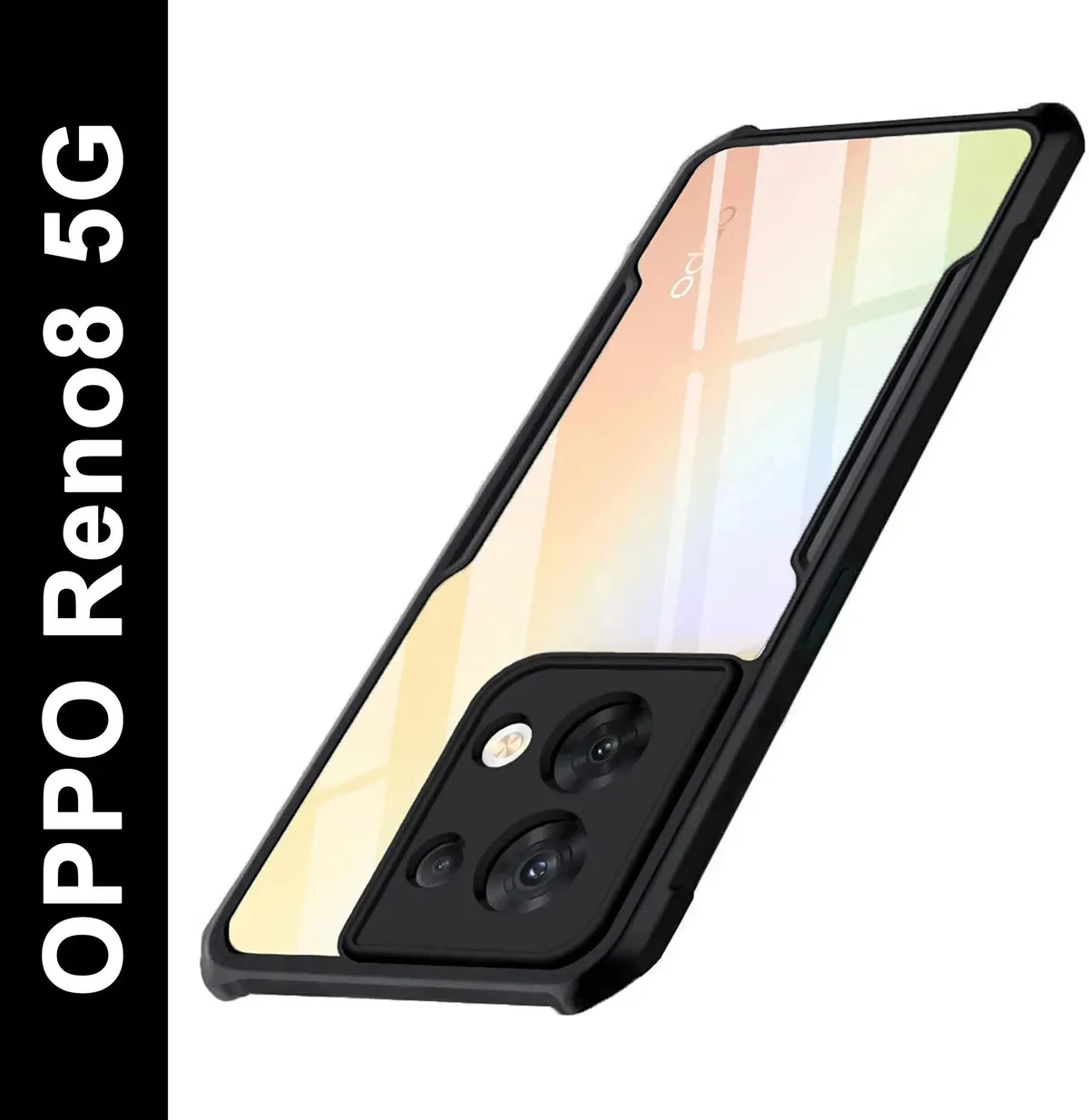 Micvir Back Cover for OPPO Reno8 5G (Transparent, Black, Shock Proof, Polycarbonate, Pack of: 1)