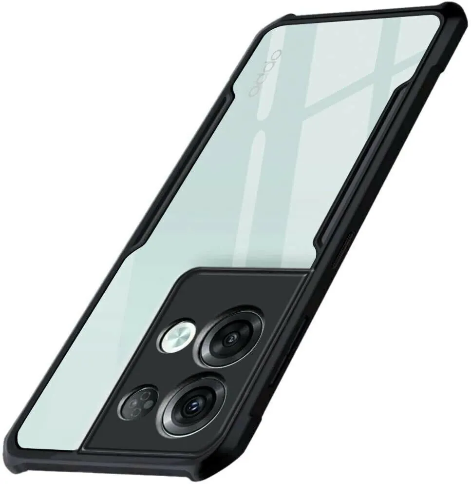 Micvir Back Cover for OPPO Reno8 Pro 5G (Transparent, Black, Shock Proof, Polycarbonate, Pack of: 1)