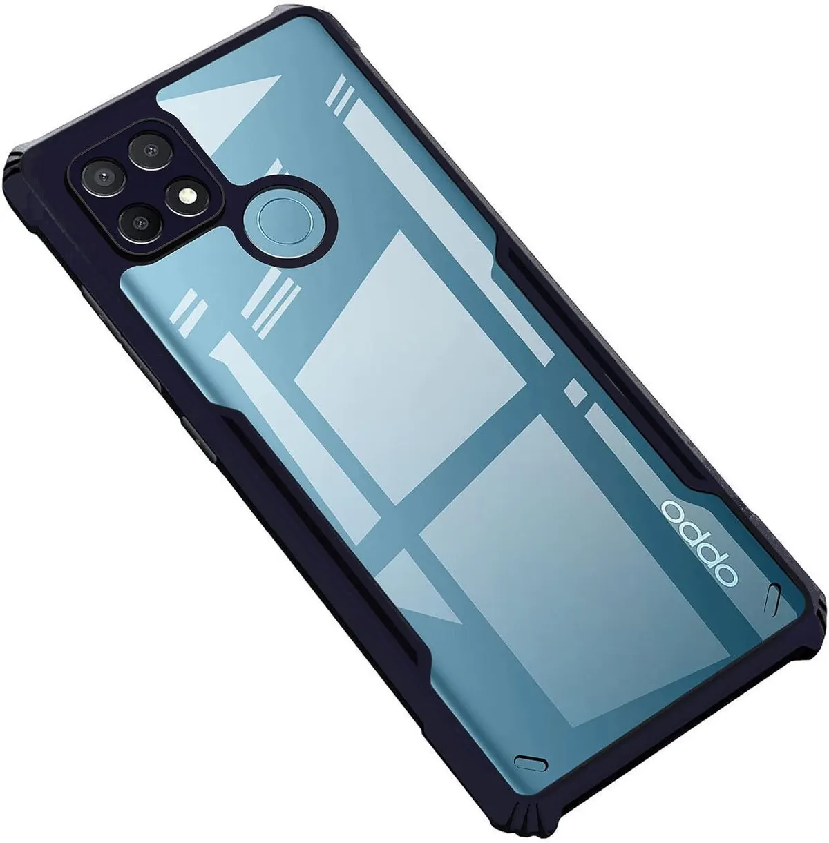 Micvir Back Cover for Oppo A15 (Transparent, Blue, Shock Proof, Polycarbonate, Pack of: 1)