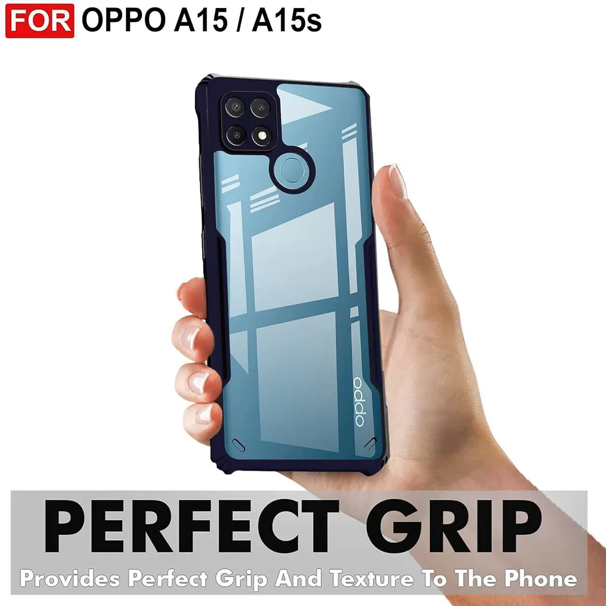 Micvir Back Cover for Oppo A15 (Transparent, Blue, Shock Proof, Polycarbonate, Pack of: 1) — image 2 of 5