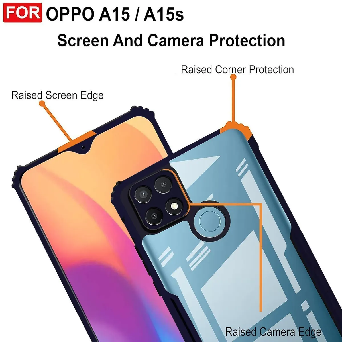Micvir Back Cover for Oppo A15 (Transparent, Blue, Shock Proof, Polycarbonate, Pack of: 1) — image 4 of 5