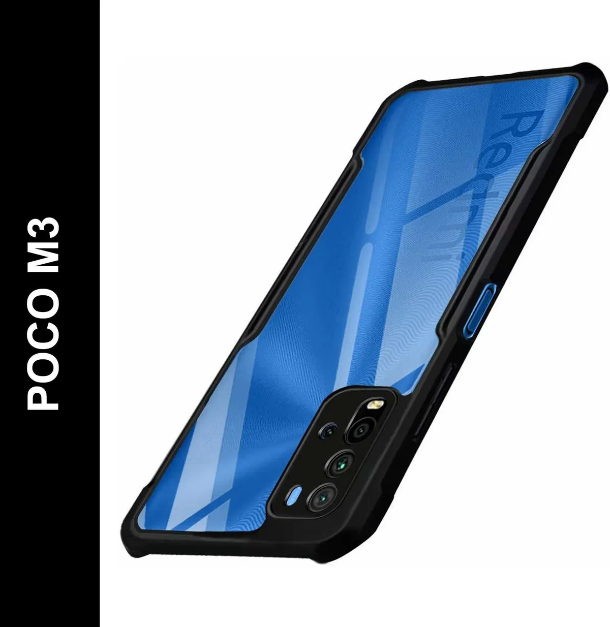 Micvir Back Cover for Poco M3 (Transparent, Black, Shock Proof, Polycarbonate, Pack of: 1) — image 2 of 5