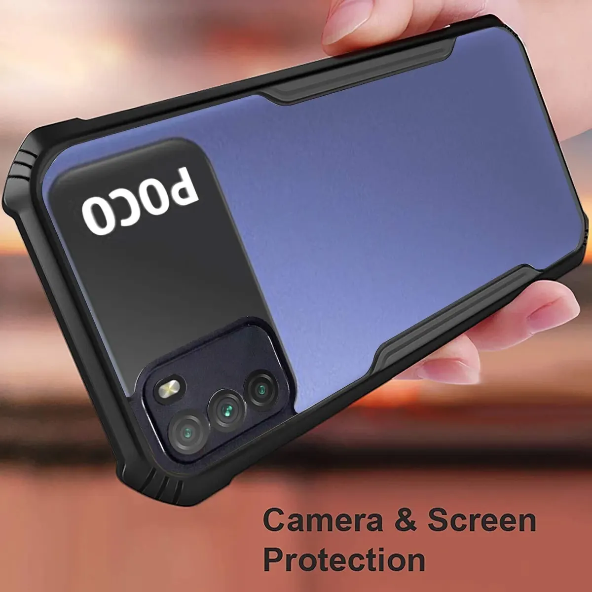 Micvir Back Cover for Poco M3 (Transparent, Black, Shock Proof, Polycarbonate, Pack of: 1) — image 3 of 5