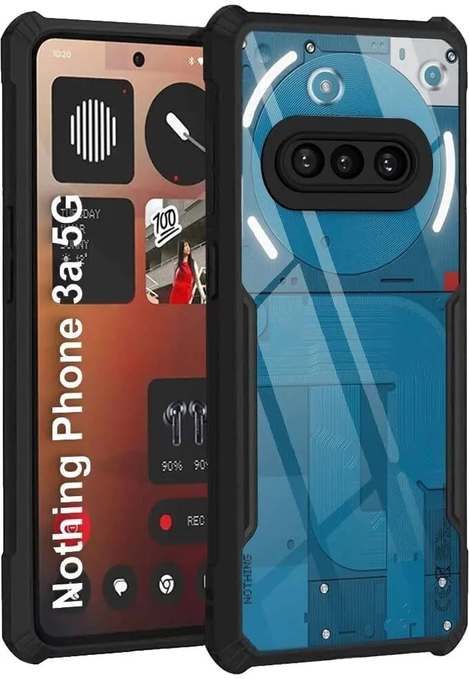 Micvir Back Cover for Nothing Phone (3a) (Transparent, Black, Shock Proof, Polycarbonate, Pack of: 1)