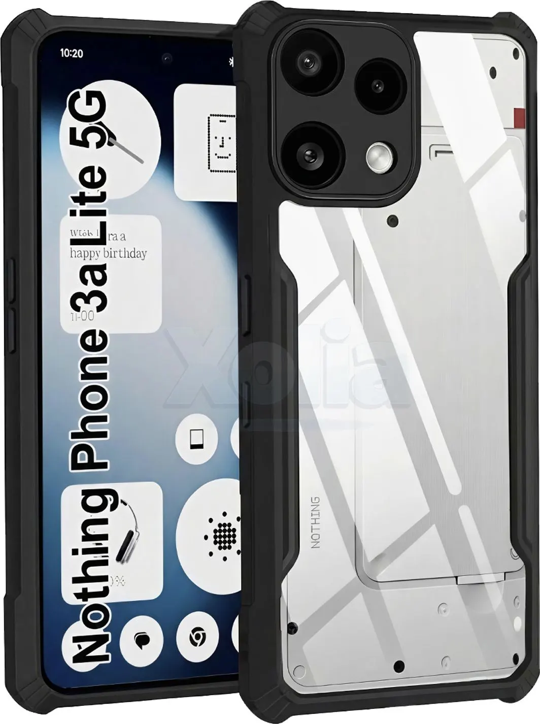 Xolia Back Cover for Nothing Phone (3a) Lite (Transparent, Black, Shock Proof, Polycarbonate, Pack of: 1)