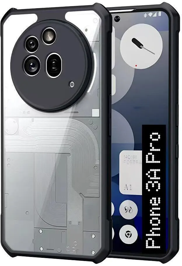 Micvir Back Cover for Nothing Phone (3a) Pro (Transparent, Black, Shock Proof, Polycarbonate, Pack of: 1)