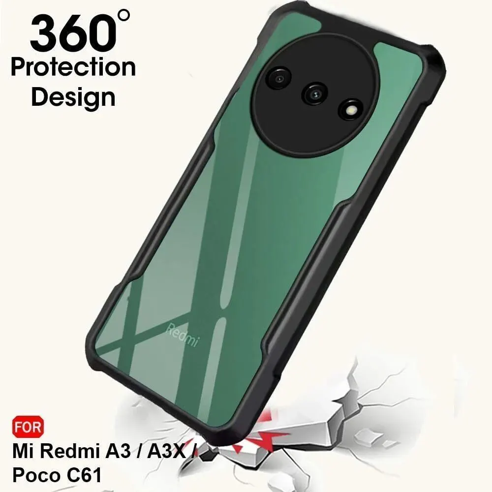 Micvir Back Cover for POCO C61 (Transparent, Black, Shock Proof, Polycarbonate, Pack of: 1) — image 2 of 5