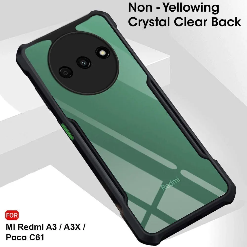 Micvir Back Cover for POCO C61 (Transparent, Black, Shock Proof, Polycarbonate, Pack of: 1) — image 3 of 5
