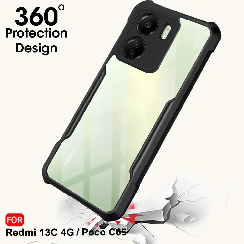 Micvir Back Cover for Poco C65 5G (Transparent, Black, Shock Proof, Polycarbonate) — image 2 of 5