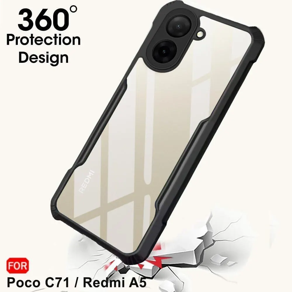 Micvir Back Cover for POCO C71 (Transparent, Black, Shock Proof, Polycarbonate, Pack of: 1) — image 3 of 5