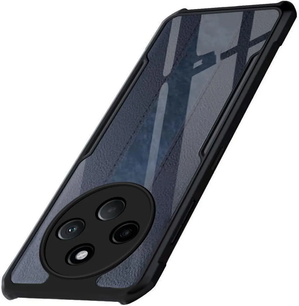 Micvir Back Cover for POCO C75 5G (Transparent, Black, Shock Proof, Polycarbonate)