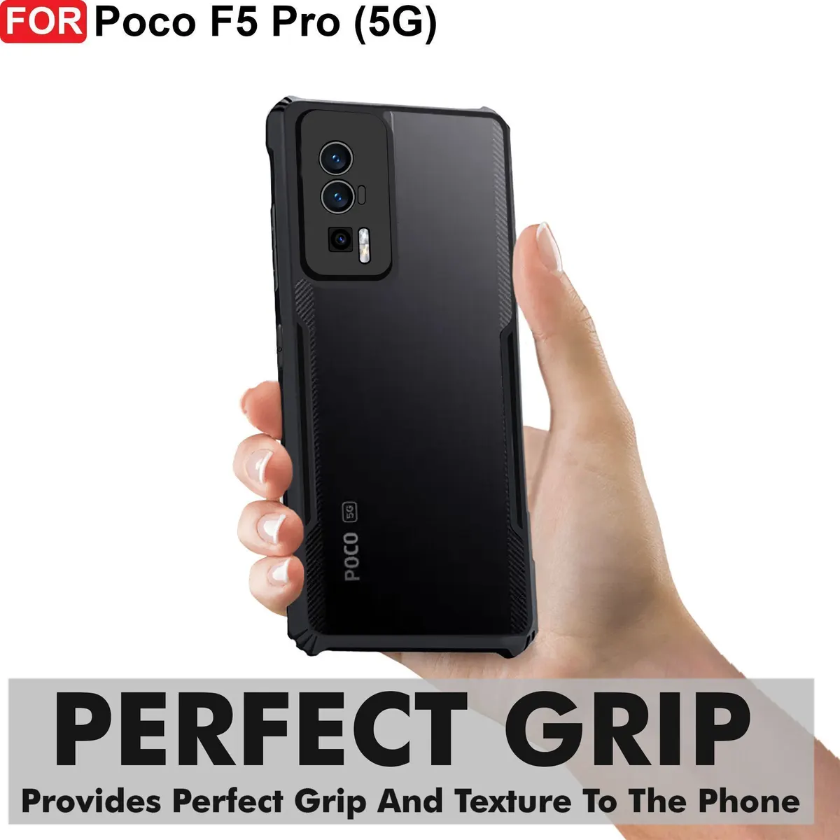 Micvir Back Cover for Poco F5 Pro 5G (Black, Shock Proof, Polycarbonate, Pack of: 1) — image 2 of 5