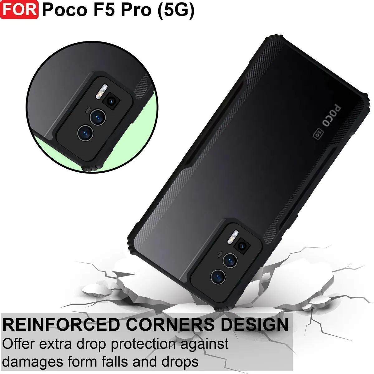 Micvir Back Cover for Poco F5 Pro 5G (Black, Shock Proof, Polycarbonate, Pack of: 1) — image 3 of 5