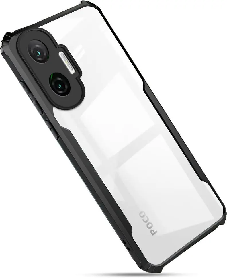 Micvir Back Cover for Poco F7 5G (Transparent, Black, Shock Proof, Polycarbonate, Pack of: 1)
